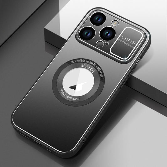 For iPhone 14 Pro Max Large Window MagSafe Skin Feel PC Phone Case(Black) by buy2fix