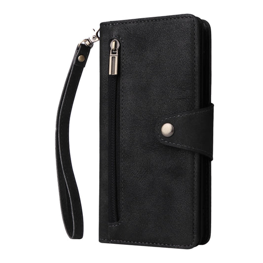 For Google Pixel 8 Rivet Buckle 9 Cards Three Fold Leather Phone Case(Black) by buy2fix