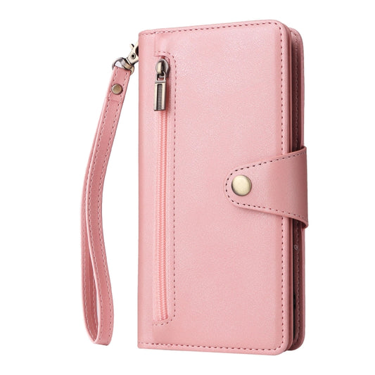 For Google Pixel 8 Pro Rivet Buckle 9 Cards Three Fold Leather Phone Case(Rose Gold) by buy2fix