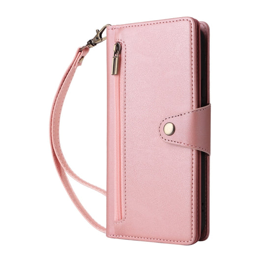 For Google Pixel 9 Pro Rivet Buckle 9 Cards Three Fold Leather Phone Case(Rose Gold) by buy2fix