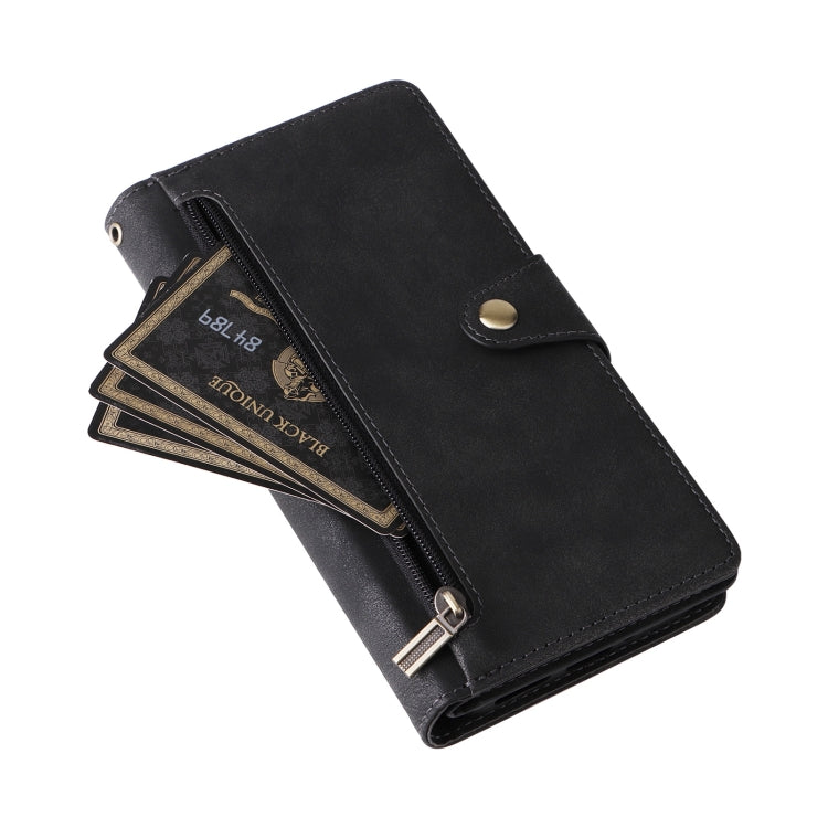For Google Pixel 9 Rivet Buckle 9 Cards Three Fold Leather Phone Case(Black) by buy2fix