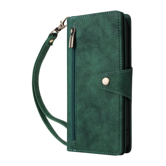For Google Pixel 9 Rivet Buckle 9 Cards Three Fold Leather Phone Case(Green) by buy2fix