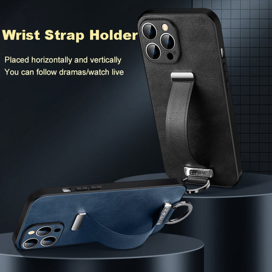 For iPhone 15 Plus SULADA Tide Cool Series PC + Leather Texture Skin Feel Phone Case(Blue) - iPhone 15 Plus Cases by SULADA | Online Shopping UK | buy2fix