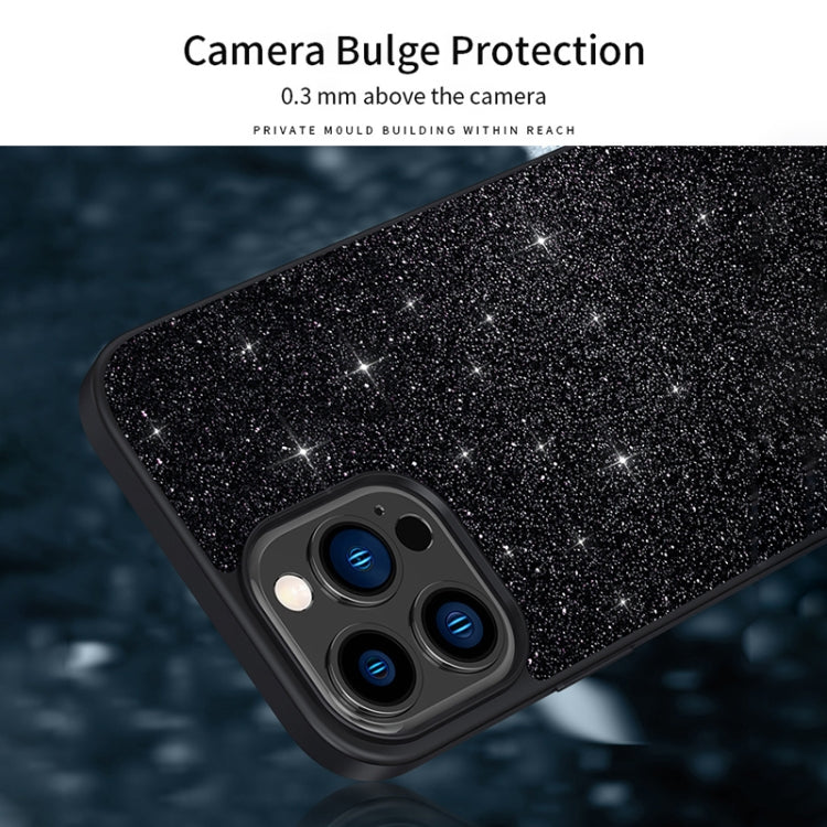 For iPhone 16 Pro SULADA Glittery PC Hybrid TPU Handmade Leather Phone Case(Black) by SULADA