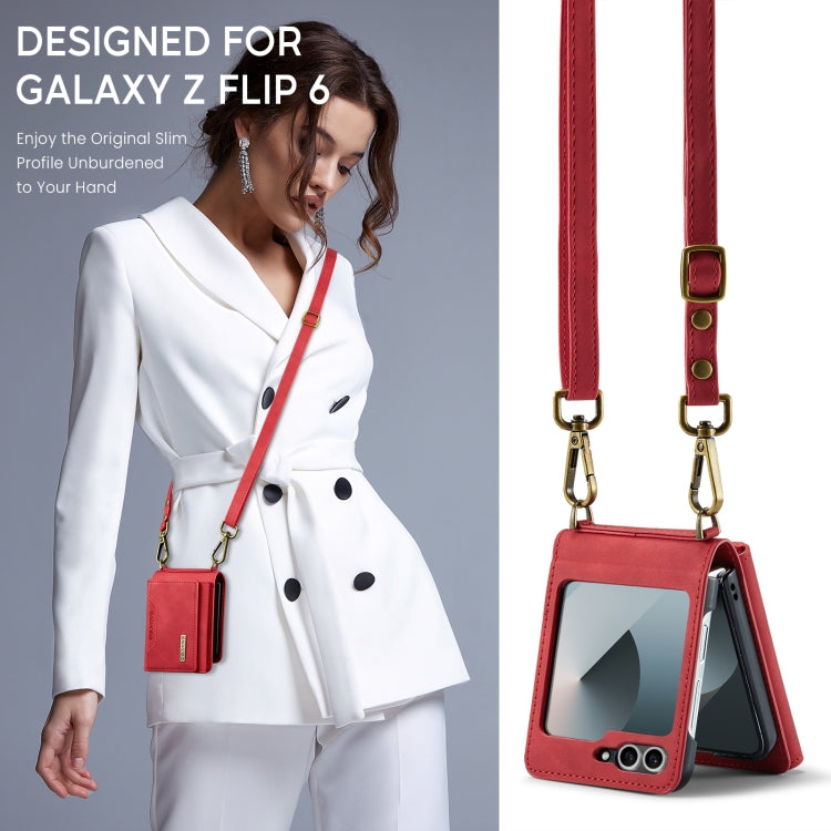 For Samsung Galaxy Z Flip6 / Flip7 FE DG.MING M2 Series Card Bag Magnetic Leather Phone Case(Red) by DG.MING