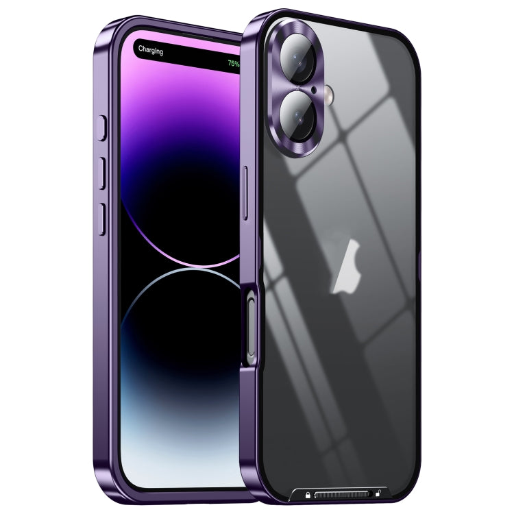 For iPhone 16 Frosted Metal Phone Case(Purple) by buy2fix