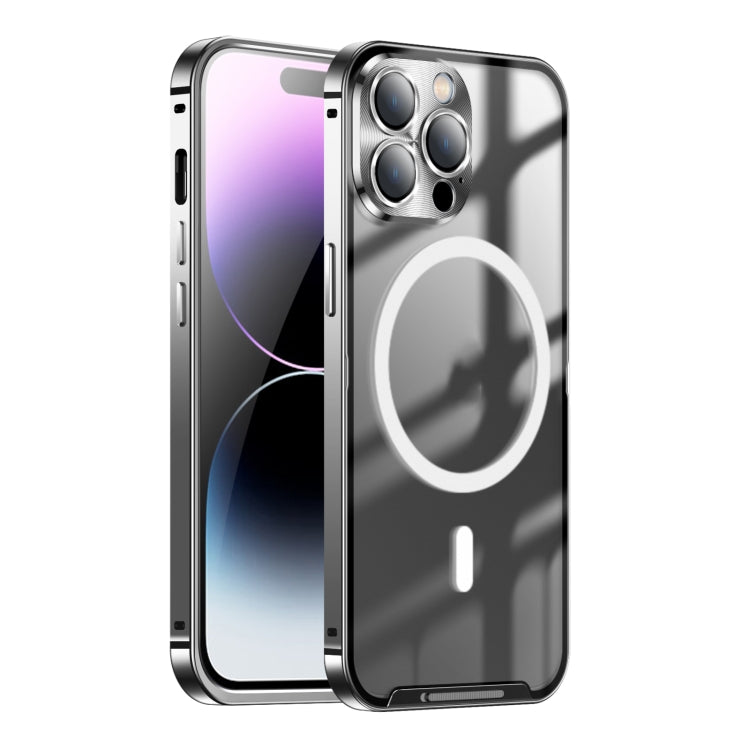 For iPhone 15 Pro Frosted MagSafe Magnetic Metal Phone Case(Black) by buy2fix