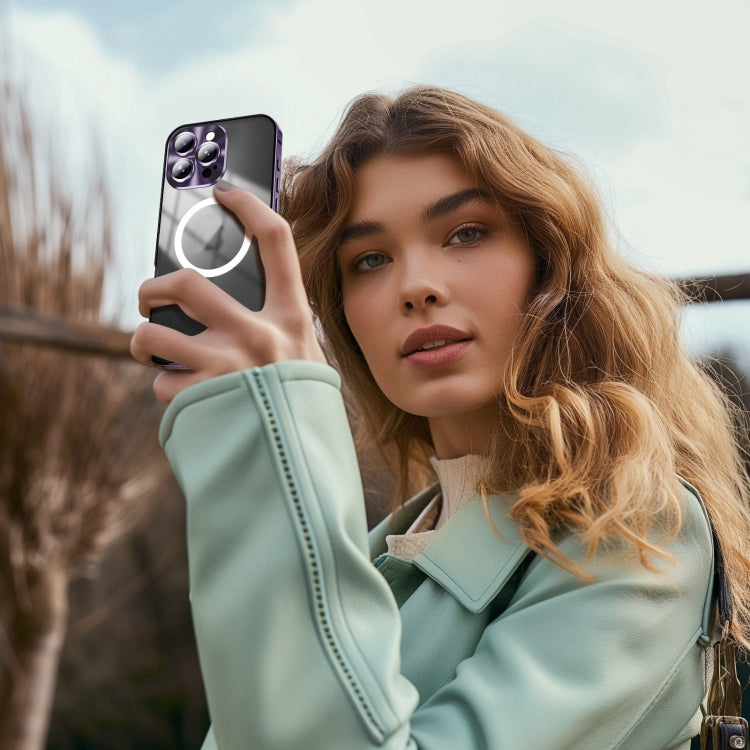 For iPhone 16 Pro Max Frosted MagSafe Magnetic Metal Phone Case(Purple) - iPhone 16 Pro Max Cases by buy2fix | Online Shopping UK | buy2fix