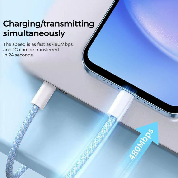 1m USB-C / Type-C to Type-C Macaron Braided Charging Cable(Yellow) by buy2fix