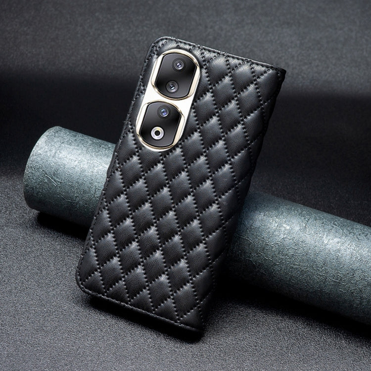For Honor 90 Pro Diamond Lattice Wallet Flip Leather Phone Case(Black) by buy2fix