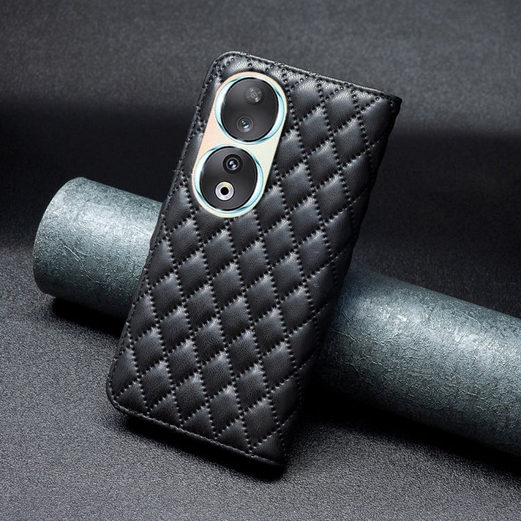 For Honor 90 5G Diamond Lattice Wallet Flip Leather Phone Case(Black) by buy2fix