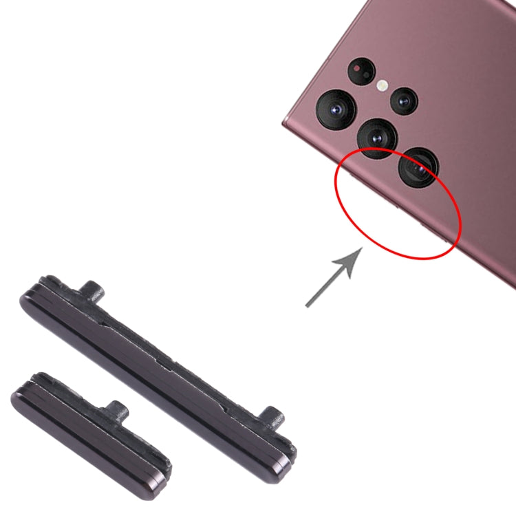 For Samsung Galaxy S22 Ultra 5G SM-S908 10pcs Power Button + Volume Control Button(Black) - by buy2fix | Online Shopping UK | buy2fix