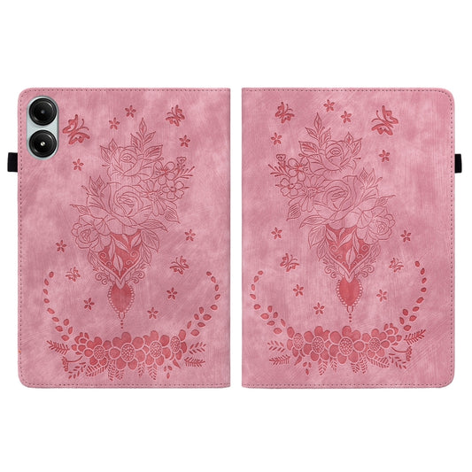 For Xiaomi Redmi Pad Pro 12.1 Butterfly Rose Embossed Leather Tablet Case(Pink) by buy2fix