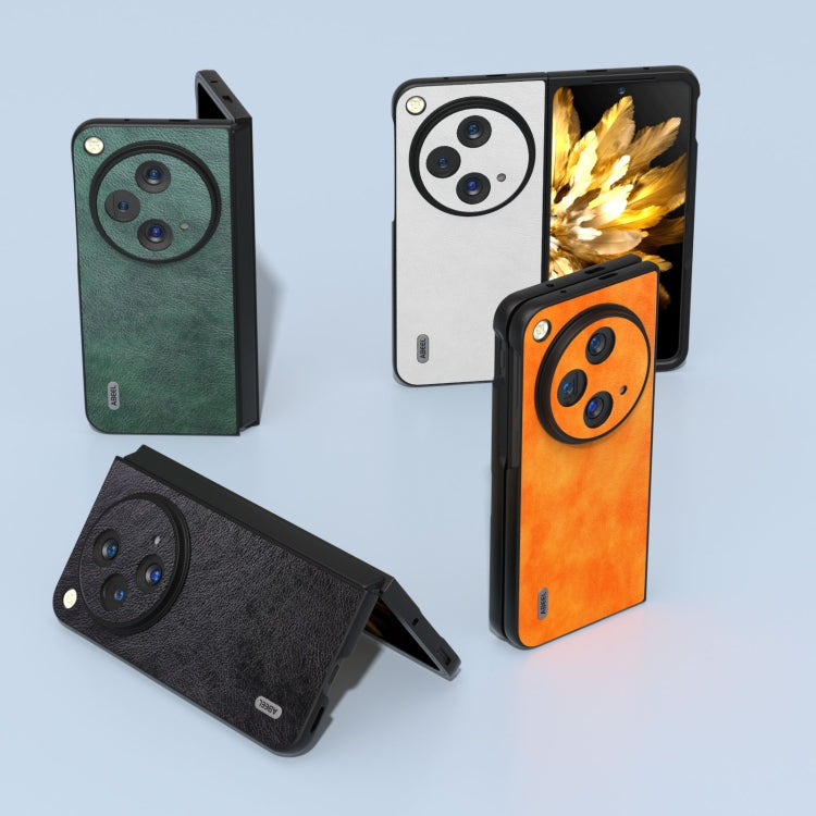 For OPPO Find N3 / OnePlus Open ABEEL Dual Color Lichi Texture PU Phone Case(White) by buy2fix