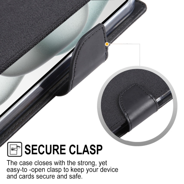 For iPhone 15 GOOSPERY CANVAS DIARY Fabric Texture Flip Leather Phone Case(Grey) - iPhone 15 Cases by GOOSPERY | Online Shopping UK | buy2fix