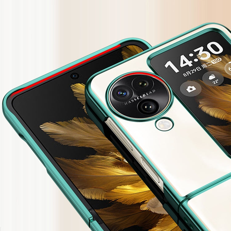 For OPPO Find N3 Flip Full Coverage Electroplate PC Transparent Phone Case(Green) by buy2fix