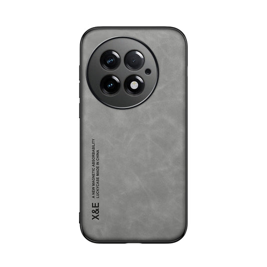 For OnePlus 13 Skin Feel Magnetic Leather Back Phone Case(Light Grey) by buy2fix