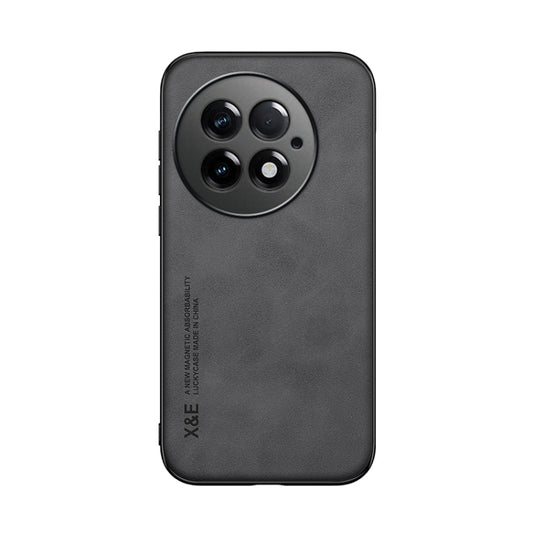 For OnePlus 13 Skin Feel Magnetic Leather Back Phone Case(Dark Grey) by buy2fix