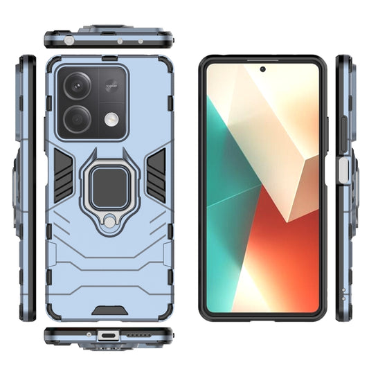For Xiaomi Redmi Note 13 Shockproof PC + TPU Holder Phone Case(Navy Blue) by buy2fix