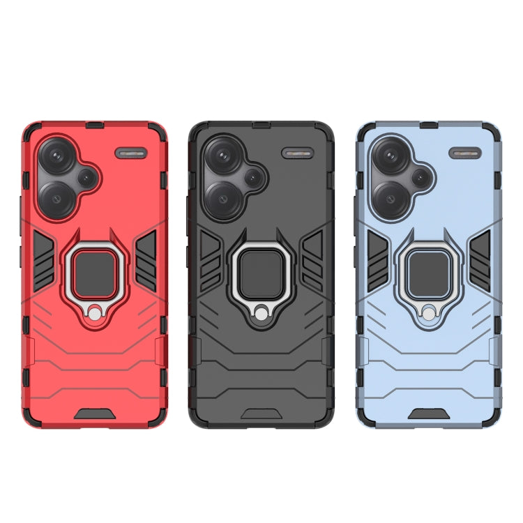 For Xiaomi Redmi Note 13 Pro+ Shockproof PC + TPU Holder Phone Case(Black) by buy2fix