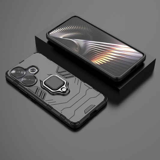 For Xiaomi Redmi Turbo 3 Shockproof PC + TPU Holder Phone Case(Black) by buy2fix