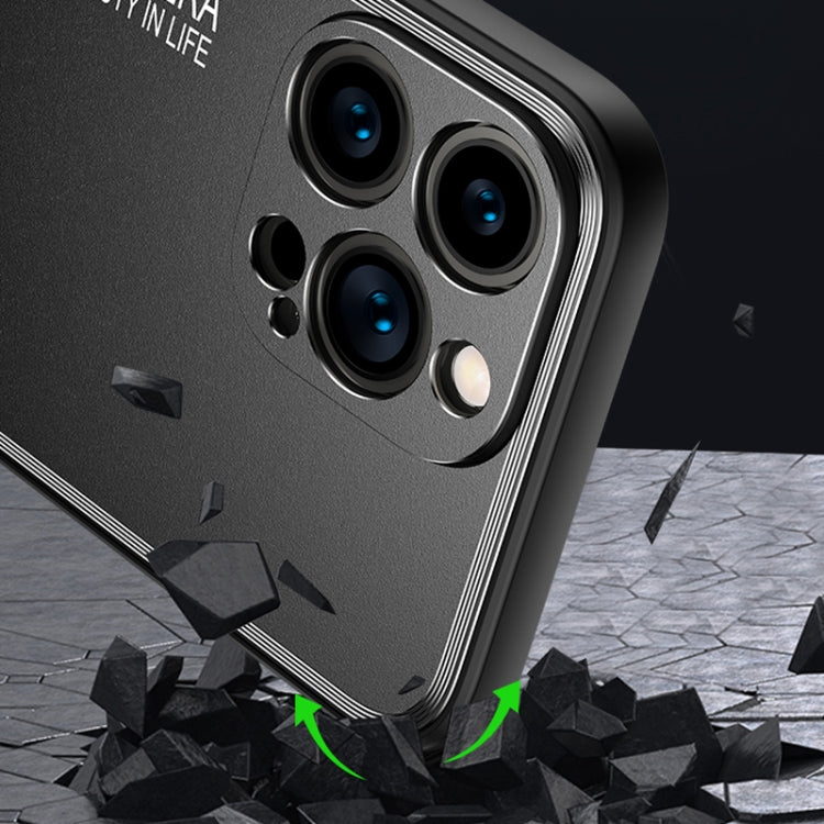 For iPhone 16 Plus Frosted Metal Phone Case(Black) by buy2fix