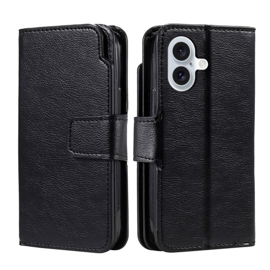 For iPhone 16 Plus Tri-Fold 9-Card Wallets Leather Phone Case(Black) by buy2fix