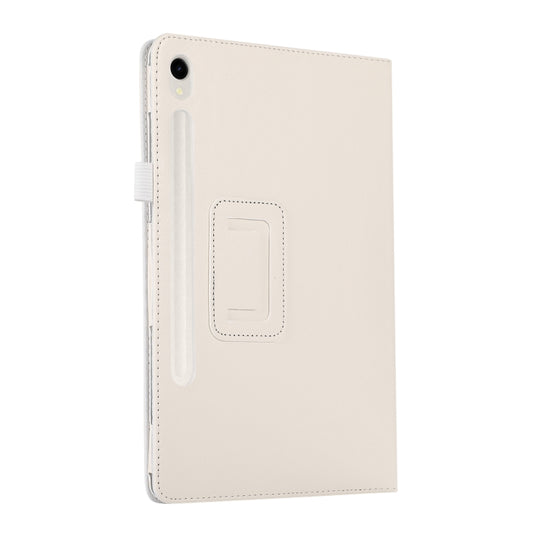 For Samsung Galaxy Tab S9 Litchi Texture Leather Tablet Case with Holder(White) by buy2fix