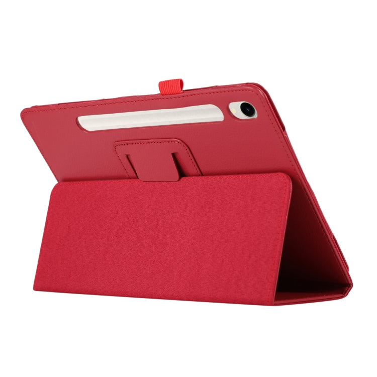 For Samsung Galaxy Tab S9 Litchi Texture Leather Tablet Case with Holder(Red) by buy2fix