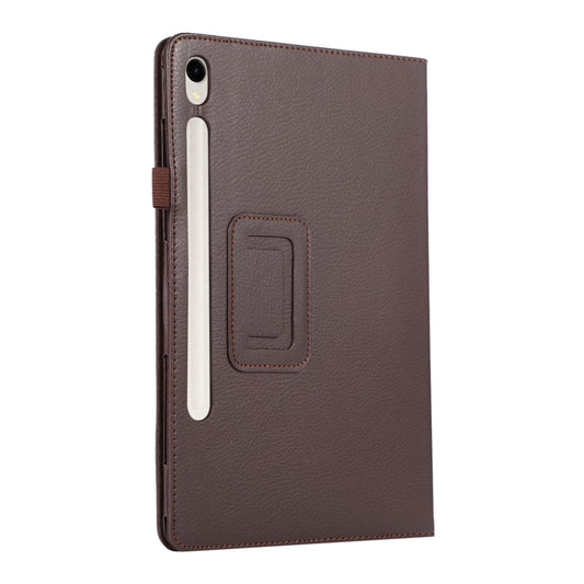For Samsung Galaxy Tab S9+ / S10+ Litchi Texture Leather Tablet Case with Holder(Brown) by buy2fix