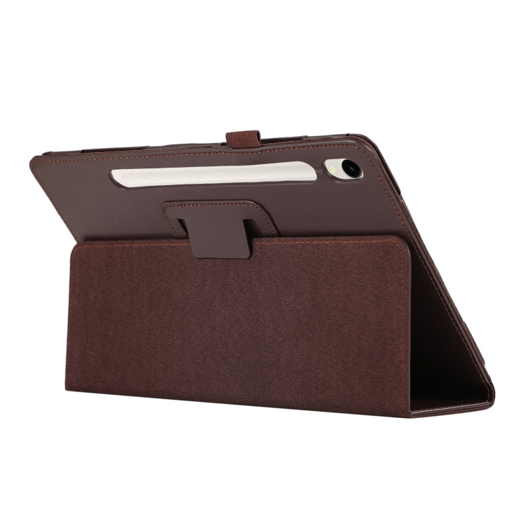 For Samsung Galaxy Tab S9+ / S10+ Litchi Texture Leather Tablet Case with Holder(Brown) by buy2fix