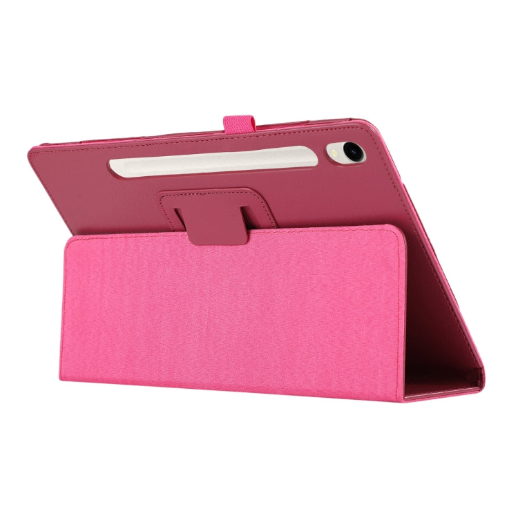For Samsung Galaxy Tab S9 Ultra Litchi Texture Leather Tablet Case with Holder(Rose Red) by buy2fix