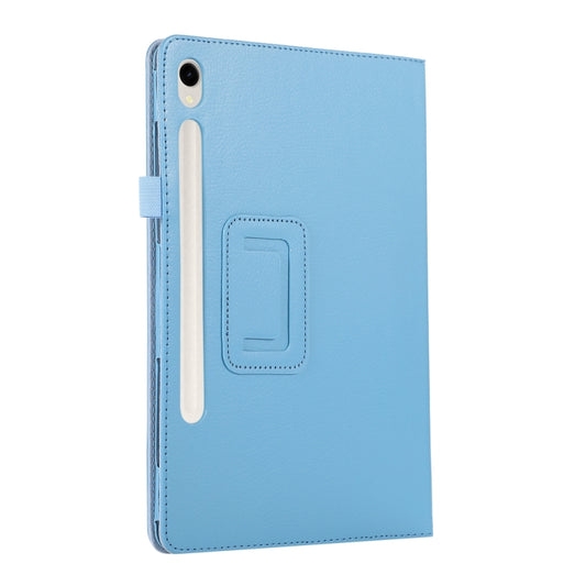 For Samsung Galaxy Tab S9 Ultra Litchi Texture Leather Tablet Case with Holder(Sky Blue) by buy2fix