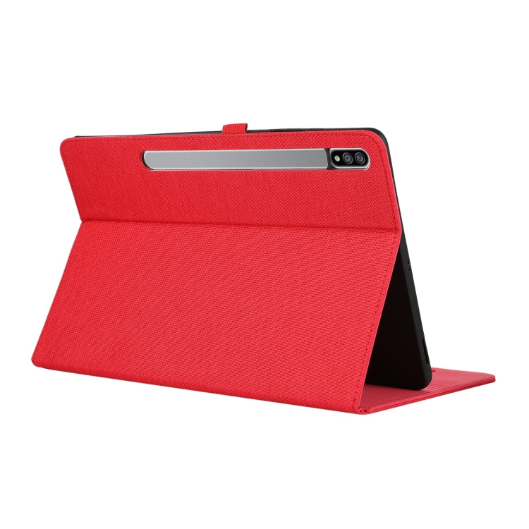 For Samsung Galaxy Tab S10 FE / S9 FE Fabric Texture Horizontal Flip Leather Tablet Case(Red) by buy2fix