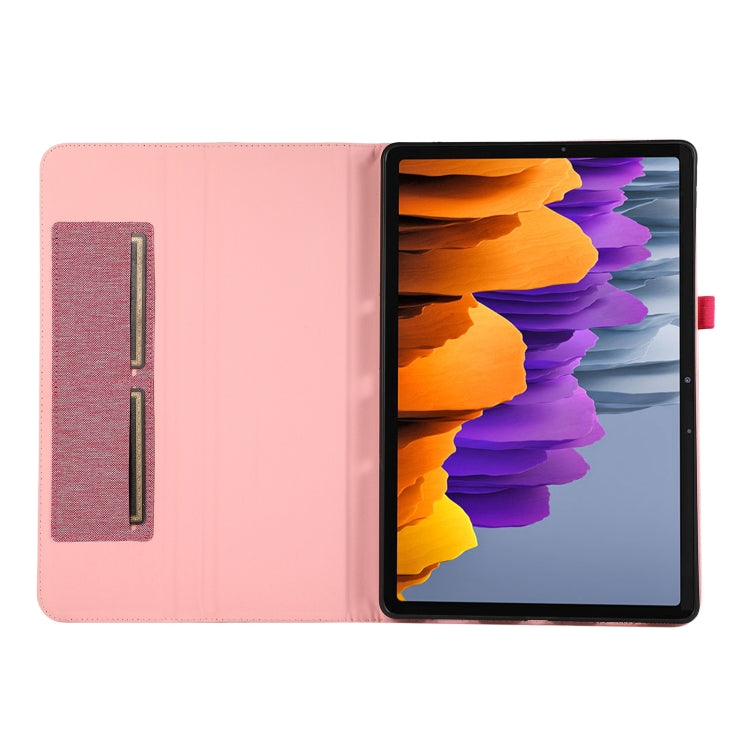 For Samsung Galaxy Tab S10 FE / S9 FE Fabric Texture Horizontal Flip Leather Tablet Case(Rose Red) by buy2fix