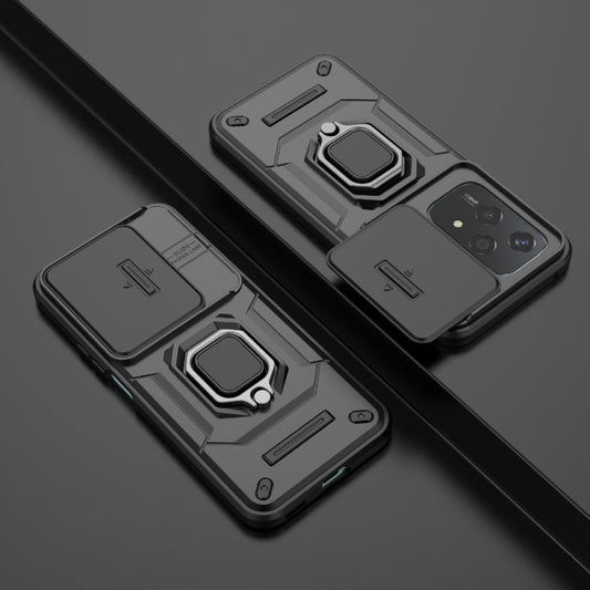 For Honor 200 Lite Global Sliding Camshield TPU + PC Shockproof Phone Case with Holder(Black) by buy2fix