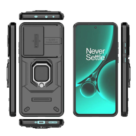 For OnePlus Nord CE3 5G Sliding Camshield TPU + PC Shockproof Phone Case with Holder(Black) by buy2fix