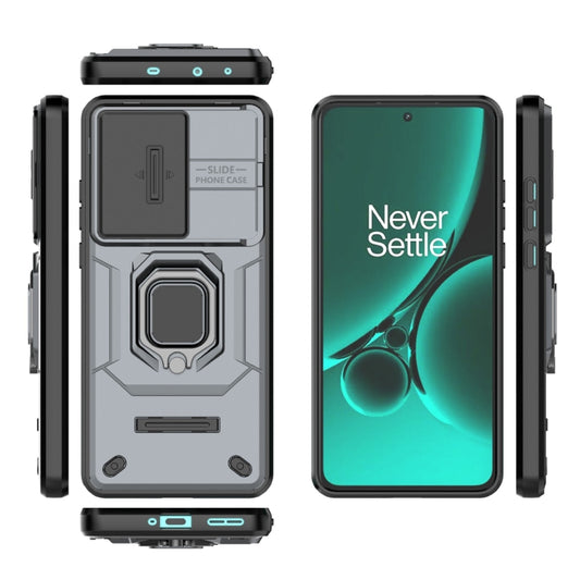 For OnePlus Nord CE3 5G Sliding Camshield TPU + PC Shockproof Phone Case with Holder(Grey) by buy2fix
