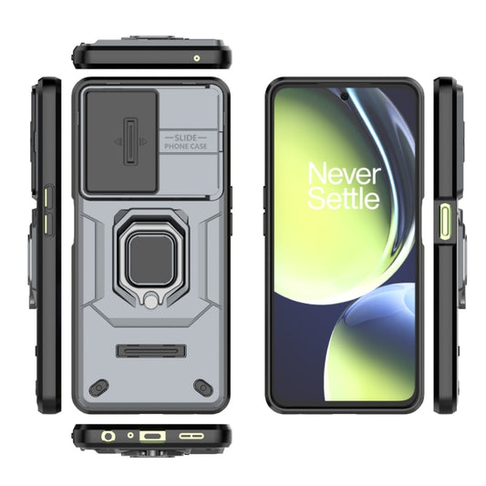 For OnePlus Nord CE 3 Lite 5G Sliding Camshield TPU + PC Shockproof Phone Case with Holder(Grey) by buy2fix