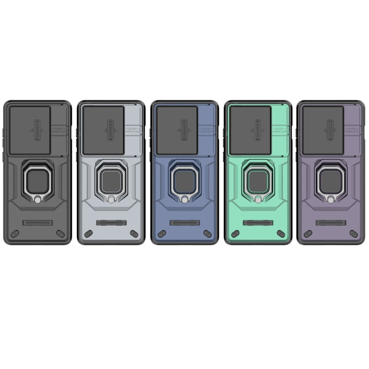 For OnePlus 12 5G Sliding Camshield TPU + PC Shockproof Phone Case with Holder(Purple) by buy2fix