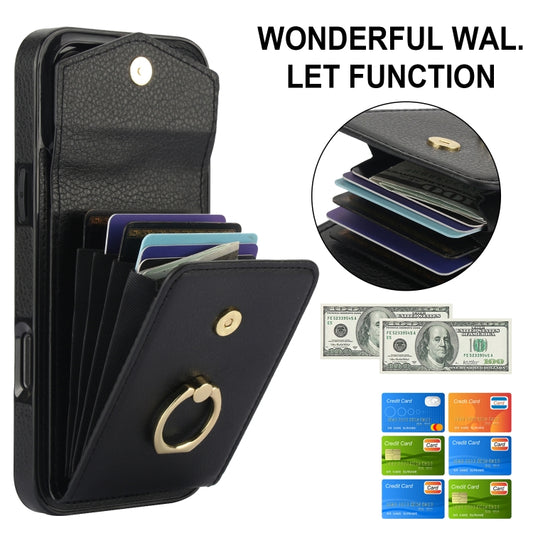For iPhone 16 Pro Ring Holder RFID Card Slot Phone Case(Black) by buy2fix
