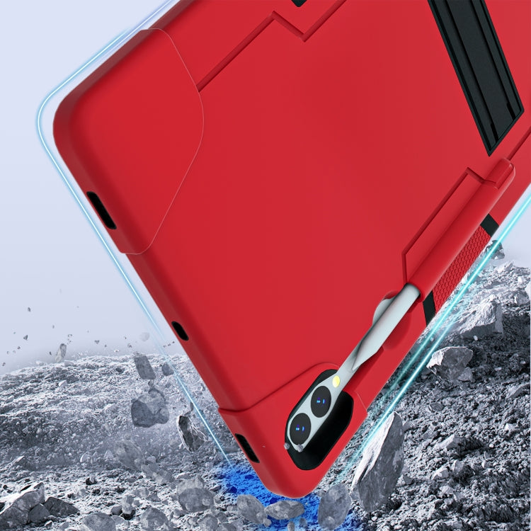 For Samsung Galaxy Tab S9+ Contrast Color Silicone PC Tablet Case with Holder(Red + Black) by buy2fix