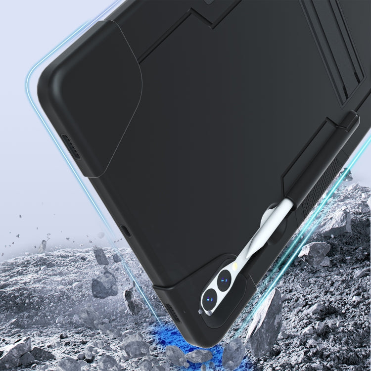 For Samsung Galaxy Tab S9+ Contrast Color Silicone PC Tablet Case with Holder(Black) by buy2fix