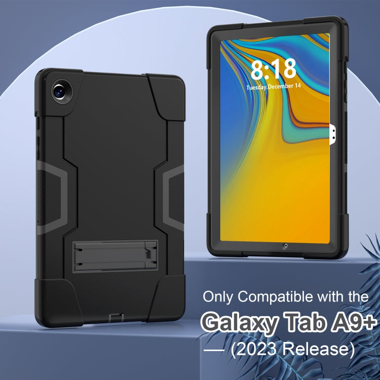 For Samsung Galaxy Tab A9+ Contrast Color Silicone PC Tablet Case with Holder(Black) - Galaxy Tab A9+ by buy2fix | Online Shopping UK | buy2fix
