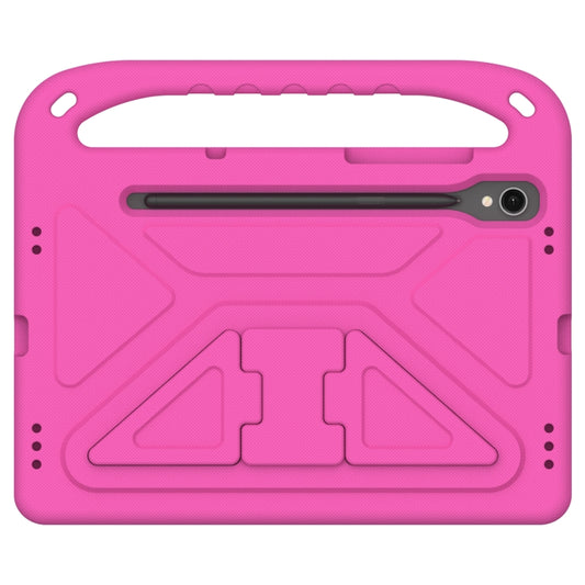 For Samsung Galaxy Tab S9 Handle EVA Shockproof Tablet Case with Holder(Rose Red) by buy2fix