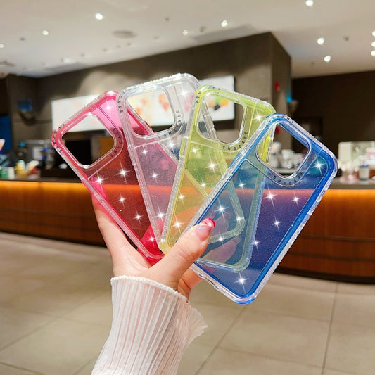 For iPhone 16 Glitter Powder 3-in-1 TPU + PC Phone Case(Blue) by buy2fix