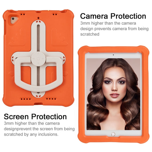 For iPad Air 2 / 9.7 2017 / 2018 Shield 360 Rotation Handle EVA Shockproof PC Tablet Case(Orange Beige) by buy2fix