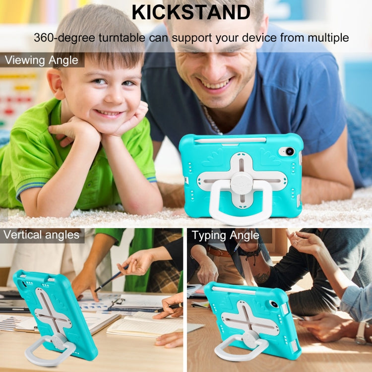 For iPad mini 6 2021 / mini 2024 Shield 360 Rotation Handle EVA Shockproof PC Tablet Case(Mint Green Beige) - iPad mini 6 Cases by buy2fix | Online Shopping UK | buy2fix