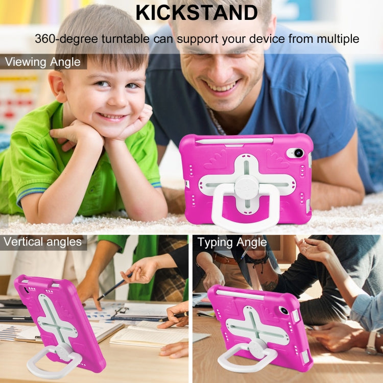For iPad mini 6 2021 / mini 2024 Shield 360 Rotation Handle EVA Shockproof PC Tablet Case(Rose Red Beige) - iPad mini 6 Cases by buy2fix | Online Shopping UK | buy2fix