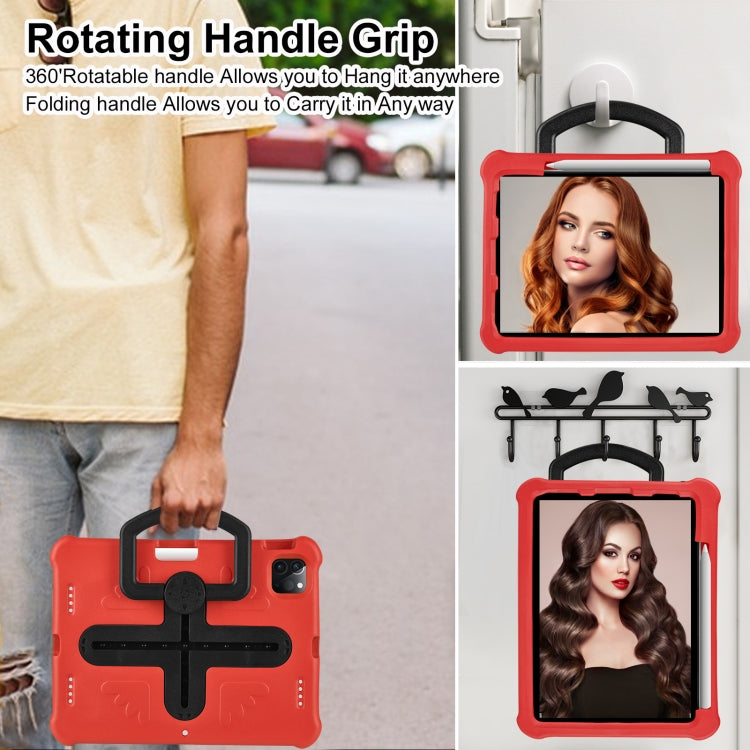 For iPad Pro 11 2025 / 2024 Shield 360 Rotation Handle EVA Shockproof PC Tablet Case(Red Black) by buy2fix